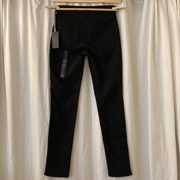 NYDJ Black faux leather tuxedo stripe trousers, Original Slimming style, size 0 - Picture 2 of 15